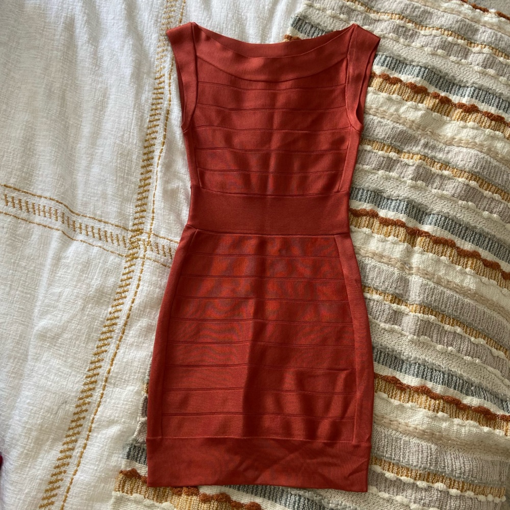 Orange French Connection Bandage Dress